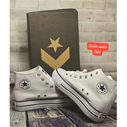 Bota converse de tela blanco - Imagen 1