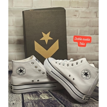 Bota converse de tela blanco - Imagen 1