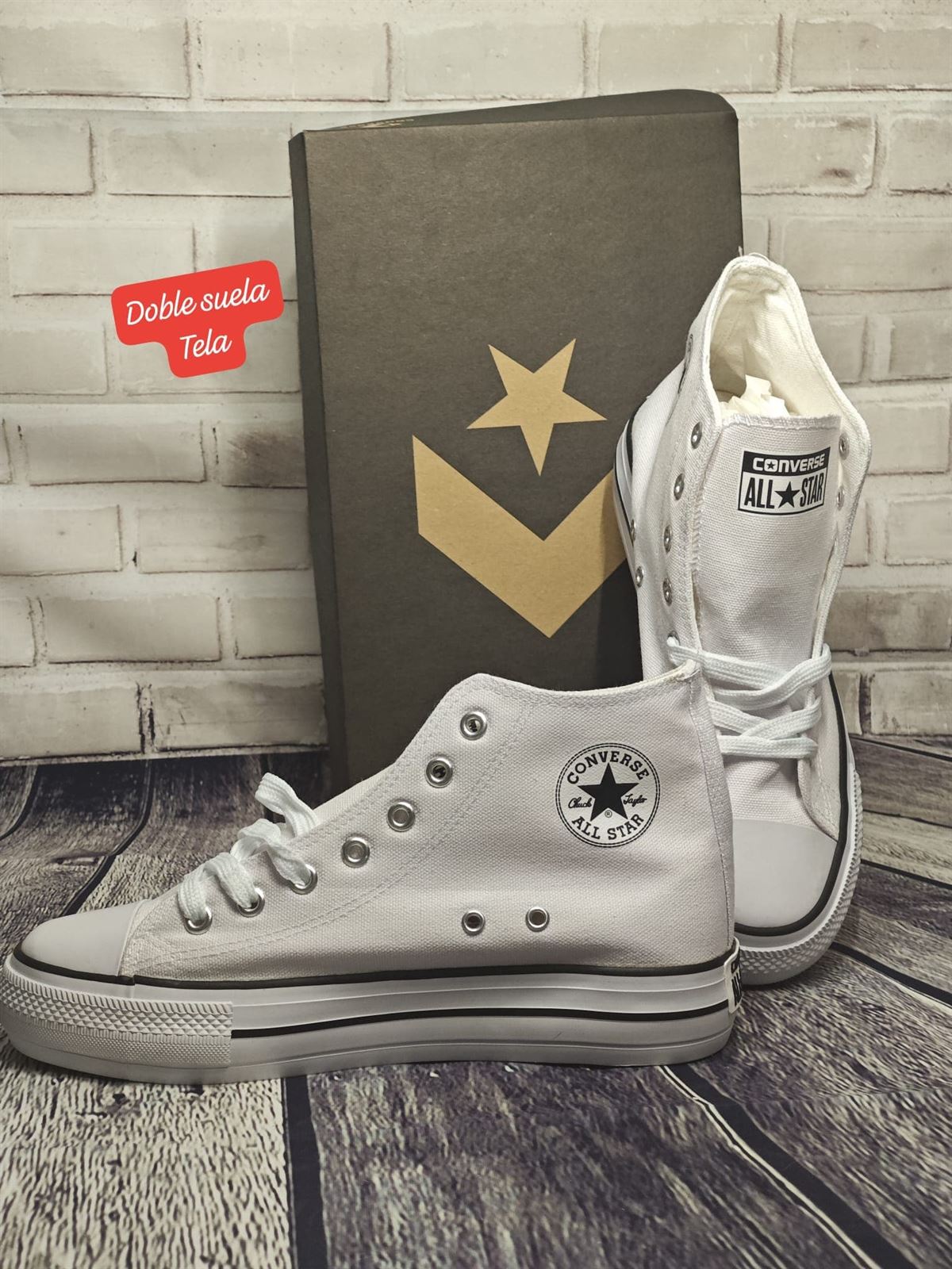 Bota converse de tela blanco - Imagen 2
