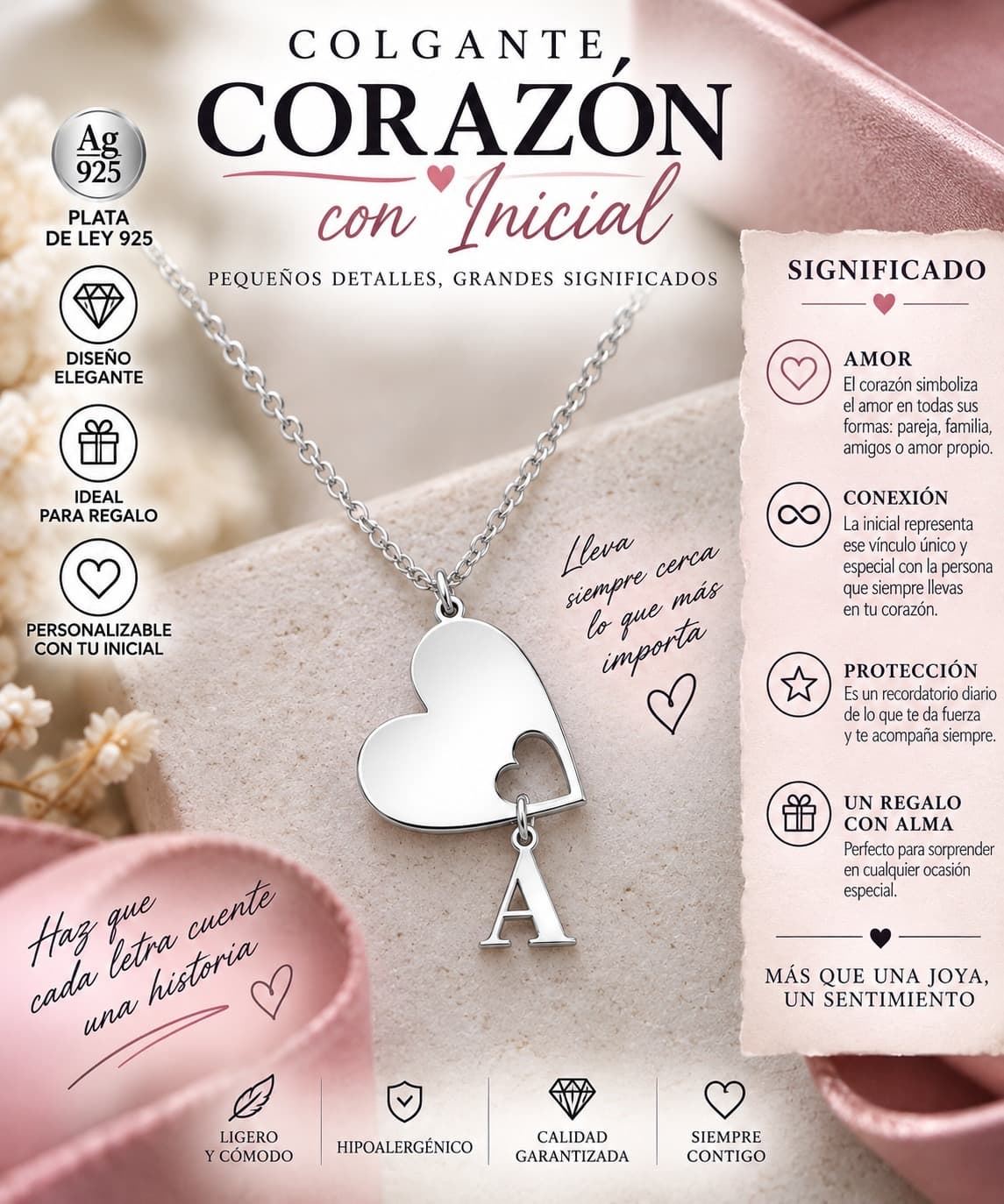 COLGANTE CORAZON CON INICIAL - Imagen 1