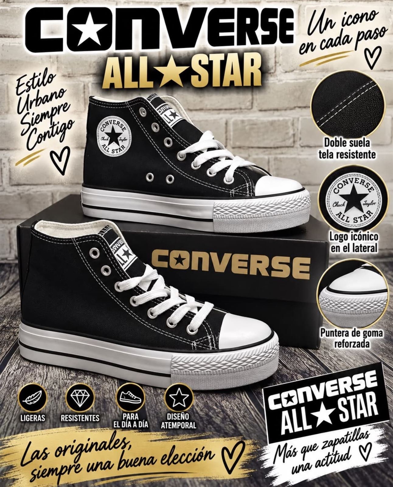 CONVERSE BOTA NEGRA - Imagen 1